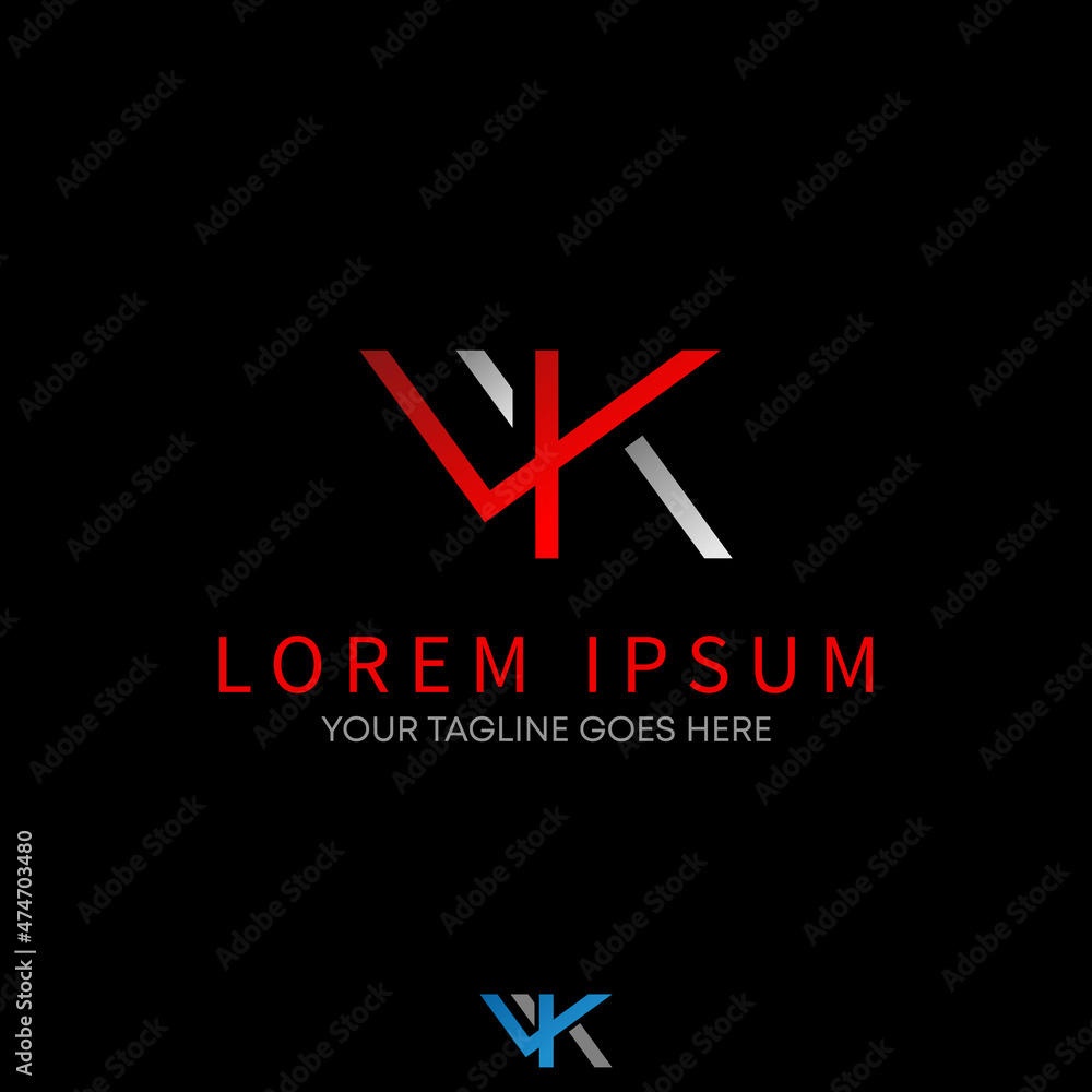 Poster letter or word kf or fk connected and cutting font image graphic icon logo design abstract concept v