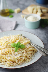 Spaghetty with italian cheese pecorino romano	