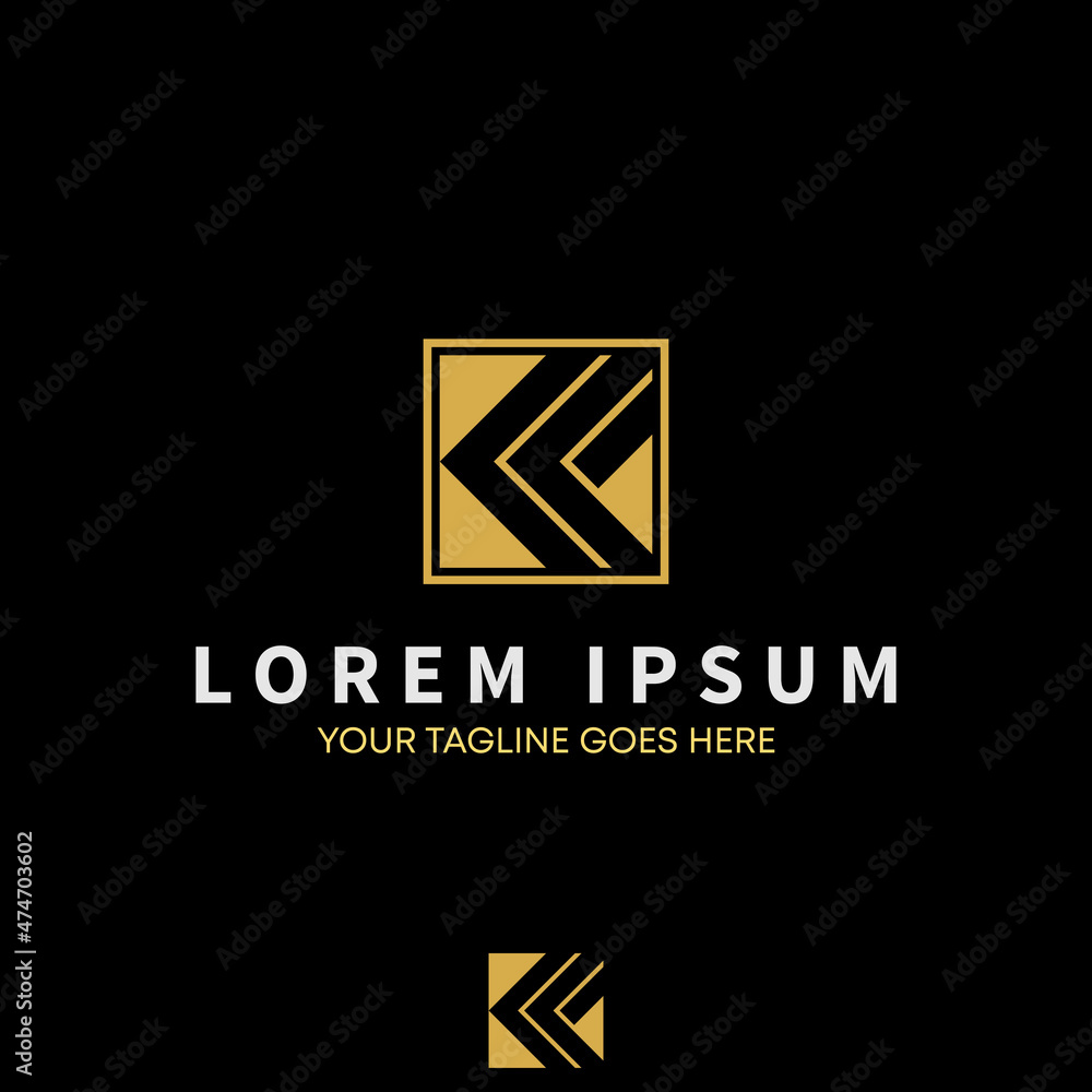 Poster Letter or word FK of KF cutting font in block Square image graphic icon logo design abstract concept vector stock. Can be used as a symbol related to initial.