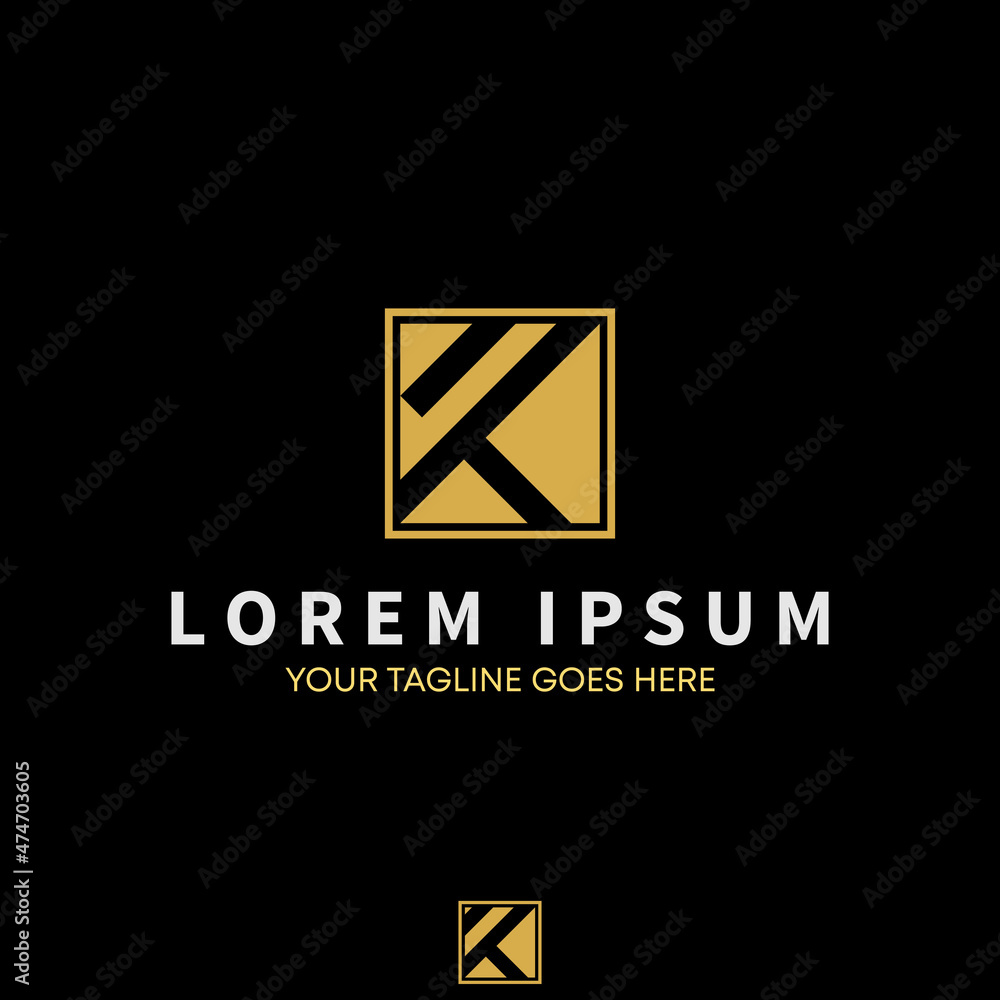 Poster Letter or word KF or FK font in Negative space square image graphic icon logo design abstract concept vector stock. Can be used as a symbol related to initial.