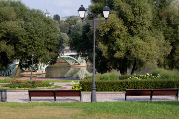 bridge over the lake in the park
