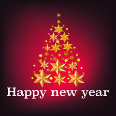 Naklejka na ściany i meble Happy New Year and merry christmas card with christmas tree