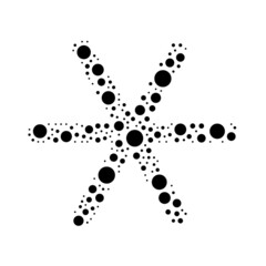 A large astrological sextile symbol in the center made in pointillism style. The center symbol is filled with black circles of various sizes. Vector illustration on white background