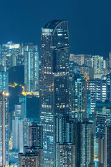 High rise building in Hong Kong city at night