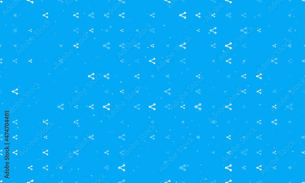 Poster seamless background pattern of evenly spaced white share symbols of different sizes and opacity. vec