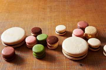 macaroons on a wooden background