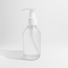 white frosted glass bottle cosmetic spray a front view 3d render