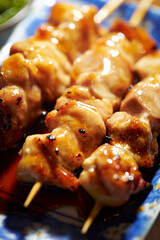 Grilled chicken skewers, seasoned chicken