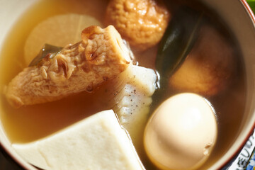 Oden, egg, fish cake soup 