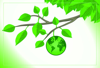 green earth globe plants vector illustration 