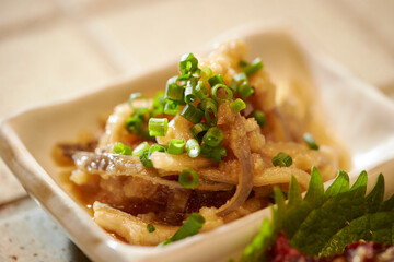 Cooked with tuna skin sauce
