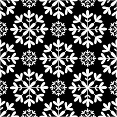 Snowflake seamless pattern. Black and white winter background. 