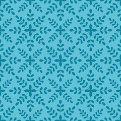 Winter vector seamless pattern with snowflakes. Blue background
