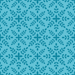 Winter vector seamless pattern with snowflakes. Blue background