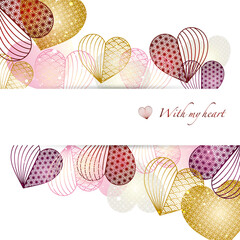 和柄のハート形イラスト背景