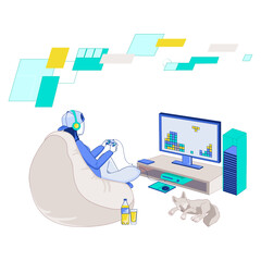 Obraz premium A girl plays video games on a console