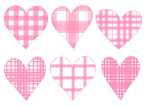 Hearts Pink Buffalo Plaid Valentines Day Vector Illustration