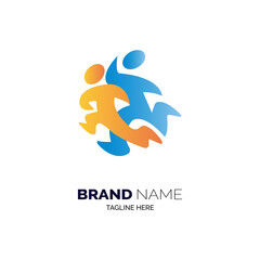 Fototapeta premium Runner logo designs template vector for brand or company and other