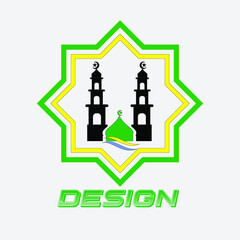 Logo design template, with two minarets and a mosque dome