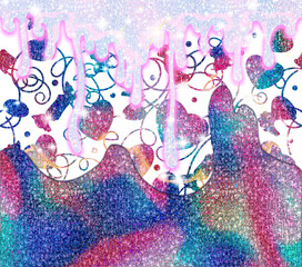 Tumbler Template 20 oz 23,62cm20,83cm- PNG masks.Abstraction, 3d effect. Colorful ornament with hearts and sweets. Foam smudges. Glitter and holidays. On Valentine's Day, Christmas. Banner, postcard.