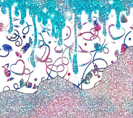 Tumbler Template 20 oz 23,62cm20,83cm- PNG masks.Abstraction, 3d effect. Colorful ornament with hearts and sweets. Foam smudges. Glitter and holidays. On Valentine's Day, Christmas. Banner, postcard.