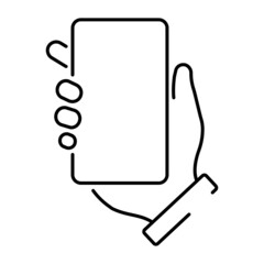A simple hand icon with a smartphone