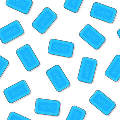 Soap Seamless Pattern On A White Background. Bar Of Soap Theme Illustration