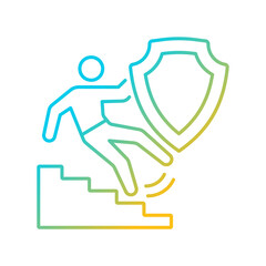 Liability insurance gradient linear vector icon. Protection company from claims. Business owners and employees safety. Thin line color symbol. Modern style pictogram. Vector isolated outline drawing