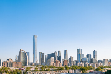 Obraz premium Sunny scenery of high-rise buildings in Beijing CBD, China