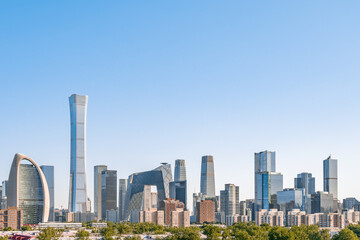 Sunny scenery of high-rise buildings in Beijing CBD, China