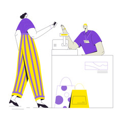 Girl pays for her shopping