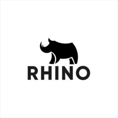 Big Rhinoceros Rhino Logo Design . Strong Wild Animal Mascot Illustration for Wildlife and Safari Branding