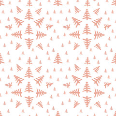Sketch Christmas Tree Seamless Pattern, New Year Background