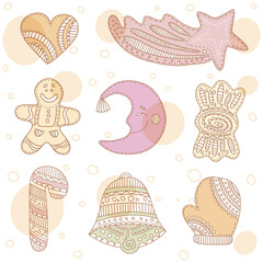 Gingerbread doodle pattern for kids
