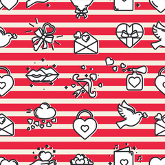 A Seamless valentine pattern of romantic icons - 474711204
