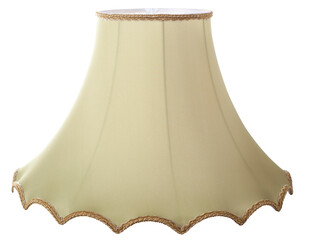classic gallery bell shaped tapered yellow beige lampshade on a white background isolated close up...