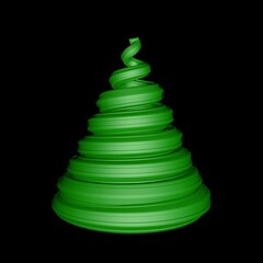 Minimalist Christmas tree. 3D render of a Christmas tree,  spiral appearance. Christmas and New Year concept.