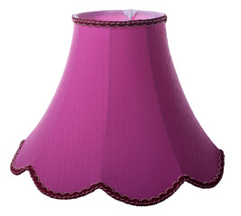 classic gallery bell shaped tapered purple lampshade on a white background isolated close up shot