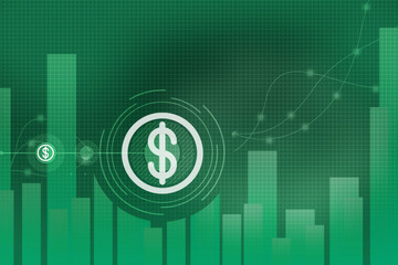 2d rendering dollar business graph background
