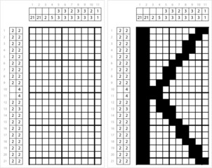 Fototapeta premium Alphabet K Nonogram Pixel Art M_2112001