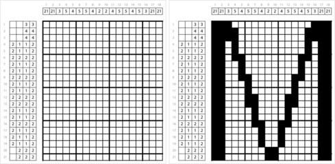 Fototapeta premium Alphabet M Nonogram Pixel Art M_2112001