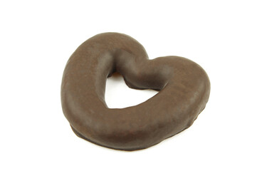 Heart shaped gingerbread snack isolated on white background. Love  treat