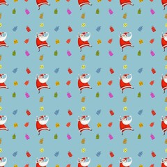 seamless pattern with gifts and santa 