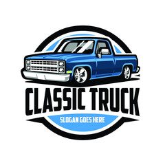 Classic hot rod truck restoration emblem ready made logo design concept © bonky