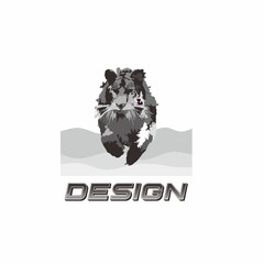 Logo design template, with a tiger running on water