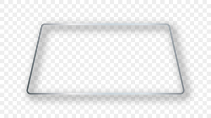 Silver glowing rounded trapezoid shape frame with shadow