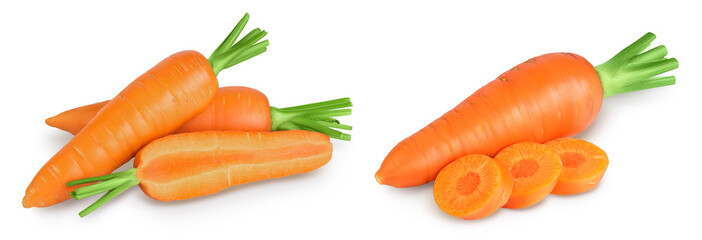 Carrot isolated on white background with full depth of field. Set or collection