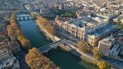 Aerial drone photo of iconic Cassation court Palace of justice, the highest supreme court of Italy...