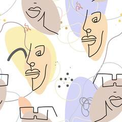 Face line pattern Abstract drawing seamless print
