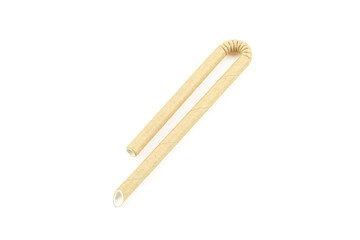 Brown paper straw isolated on white background. Bidegradable ecological product